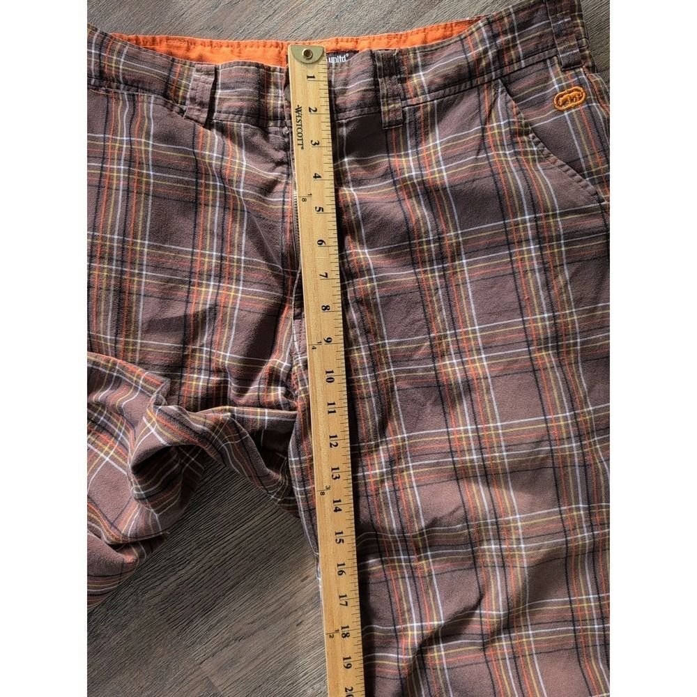 Ecko Unltd Men's Shorts Orange Brown Sz 36 Plaid Bermuda Cotton 11" Outdoor - Picture 9 of 16